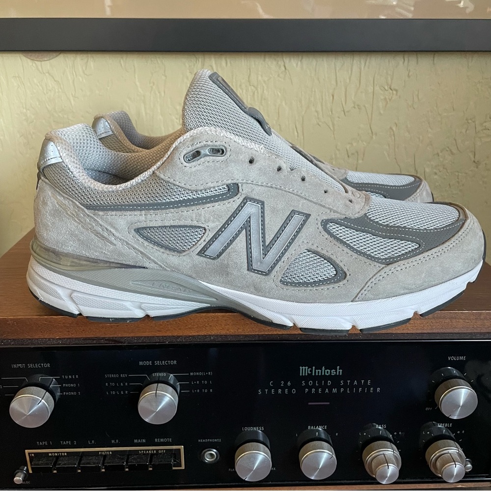 New Balance 990v4 Mens Size 13 2E Width Running Shoes Gray Suede Made In USA